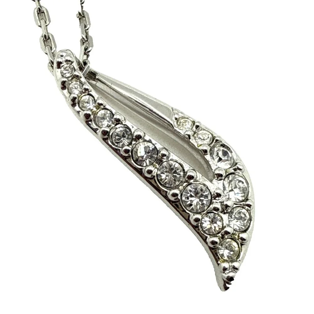 Swarovski Crystal Abstract Pendant Necklace Silver Rhodium Plated 15